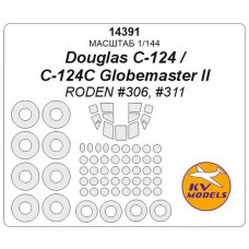 Маска для моделі літака Douglas C-124/C-124C Globemaster II + маски коліс (Roden)